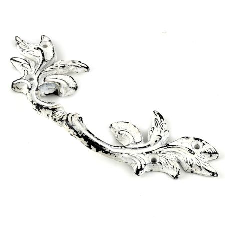 Antique White Leaf Big Iron Wardrobe Handle